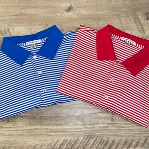 Bundle 2 *PETER MILLAR* light striped casual golf polo shirts - XL ~ Stunning!